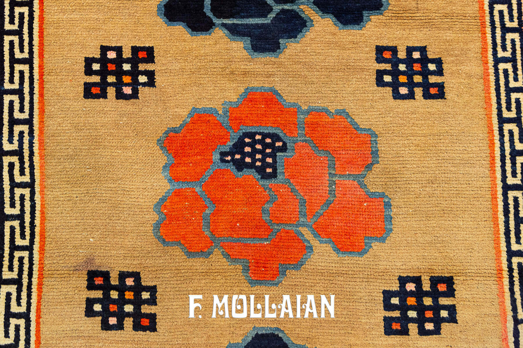 Tappeto  Antico Tibetano Colore Cammello Annodato a Mano n°:75987089